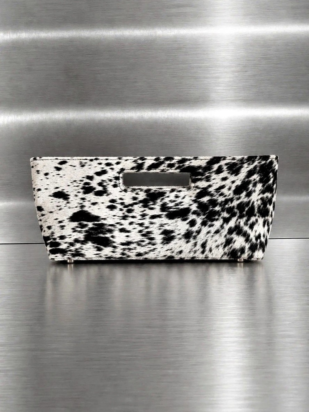 Black & White Cow Print Clutch Bag